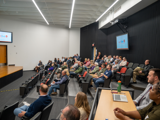 Crowd in auditorium listening to the introduction of Wood County WorkLink